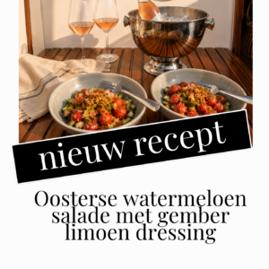Oosterse watermeloensalade met gember-limoen dressing